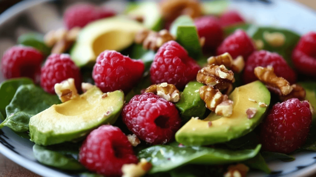 Raspberry-Spinach Salad with Avocado
