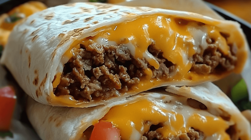 healthy Cheesy Beefy Burritos