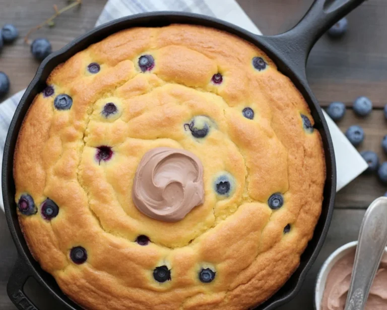 Delicious Blueberry Cornbread with fresh blueberries and honey butter