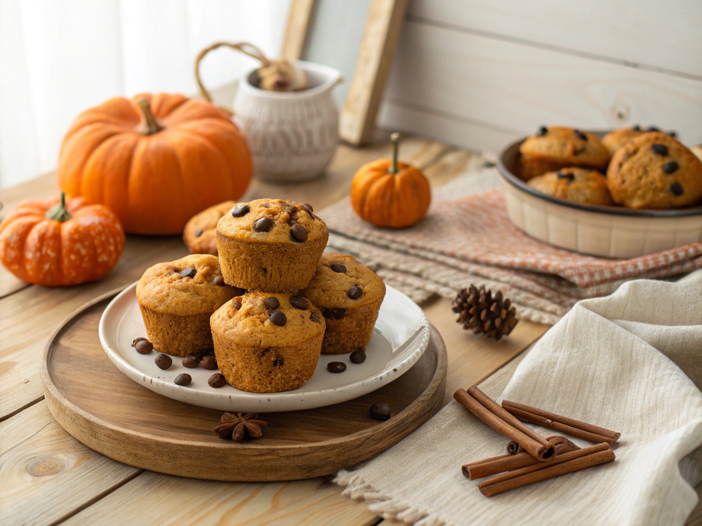 Mini Pumpkin Chocolate Chip Muffins