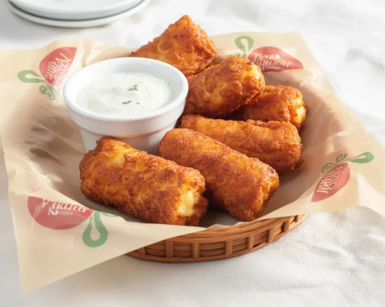 Nashville Hot Mozzarella Sticks from Chilis - crispy, gooey, and spicy delight.