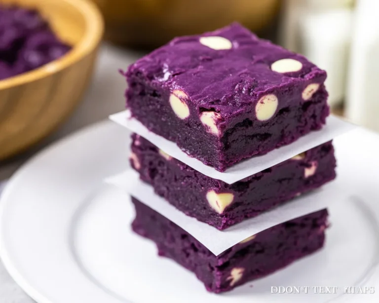 Delicious fudgy Ube Brownies with vibrant purple color made from real ube halaya.