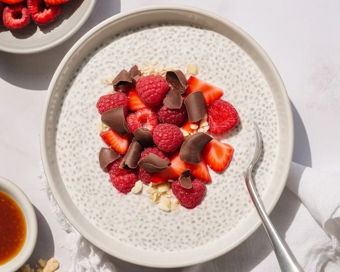 Healthy Greek Yogurt Overnight Oats with Chia Seeds in a jar.