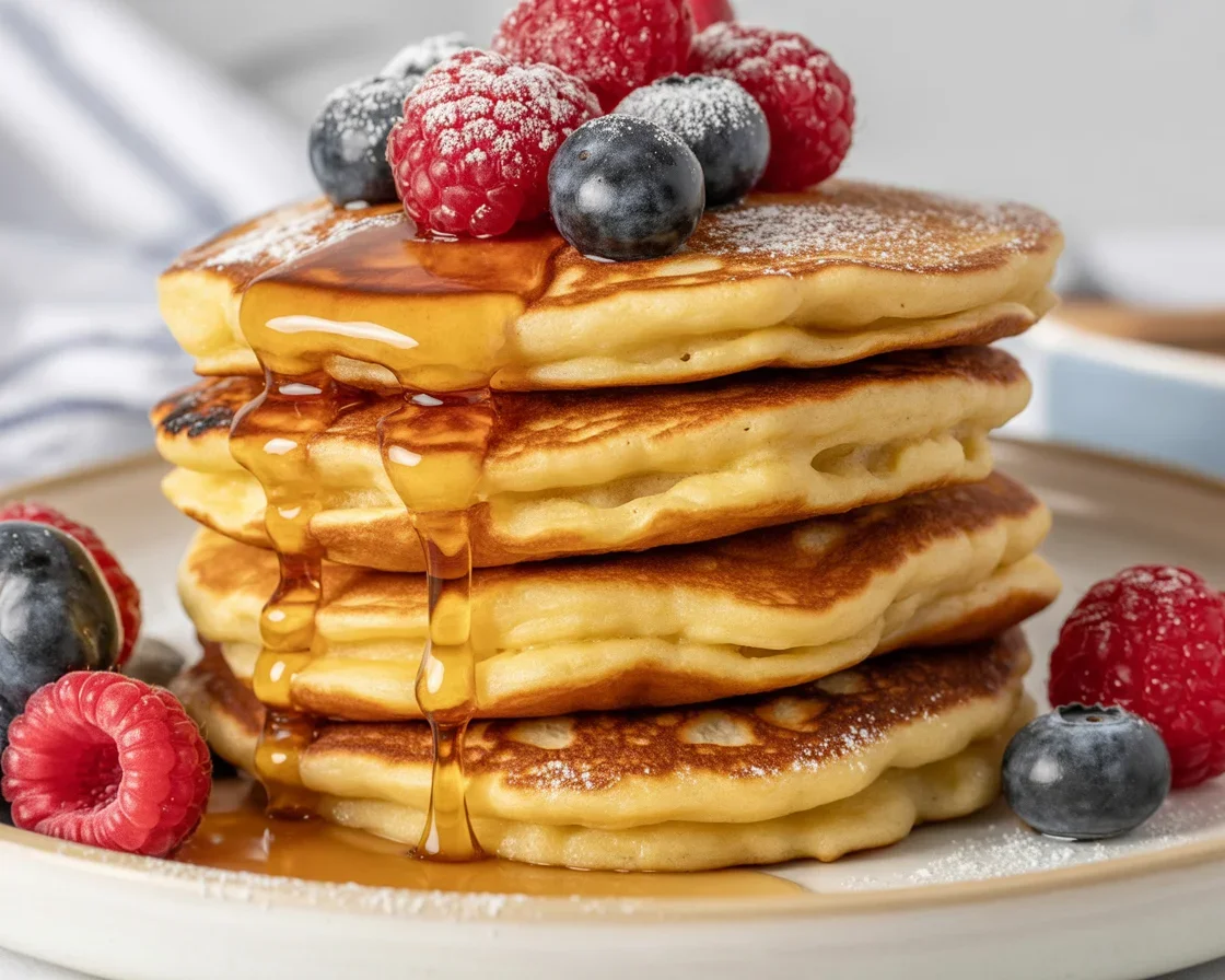 Greek Yogurt Pancakes with Maple Syrup