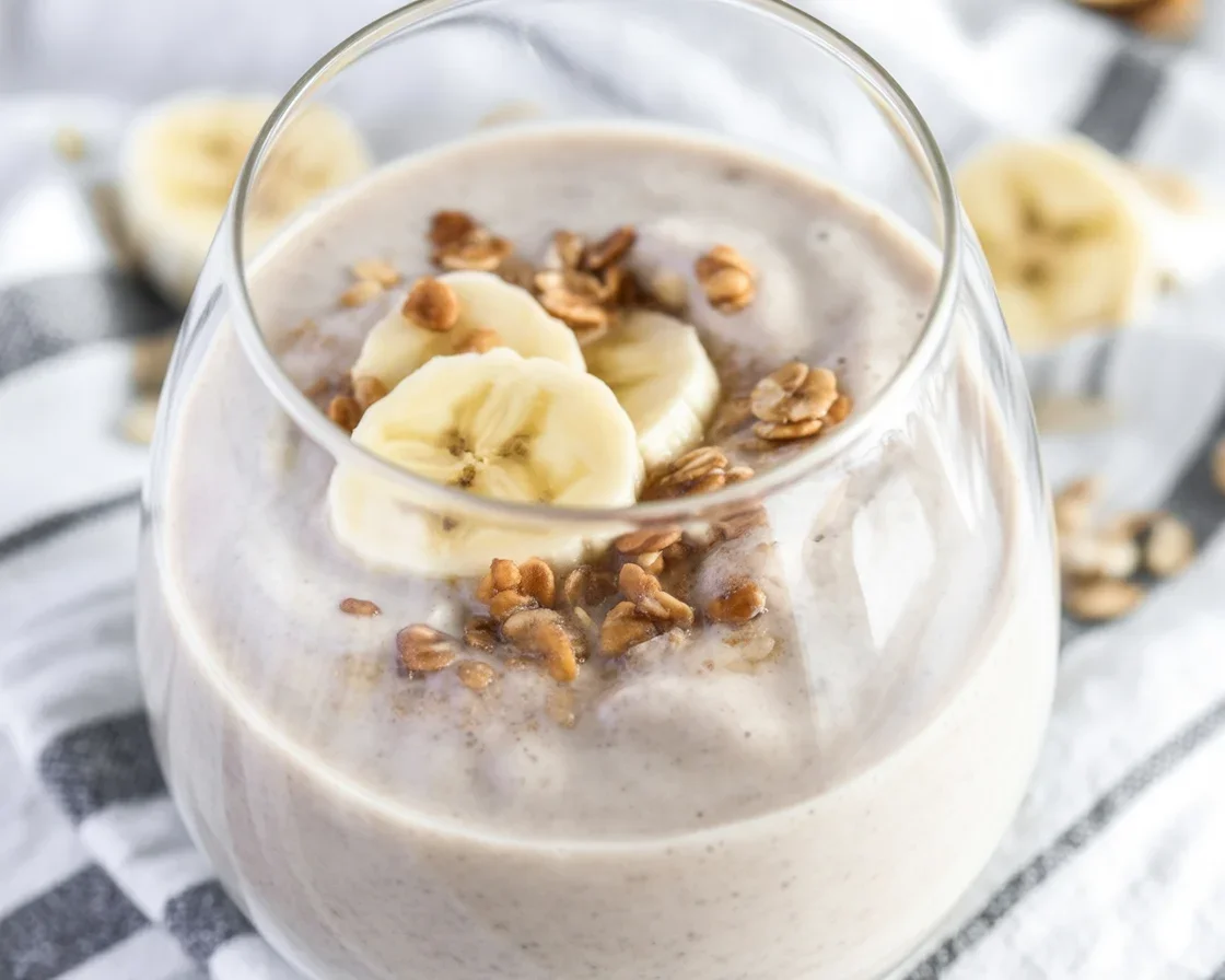 Delicious Greek Yogurt Smoothie with Banana and Oats for a healthy breakfast.