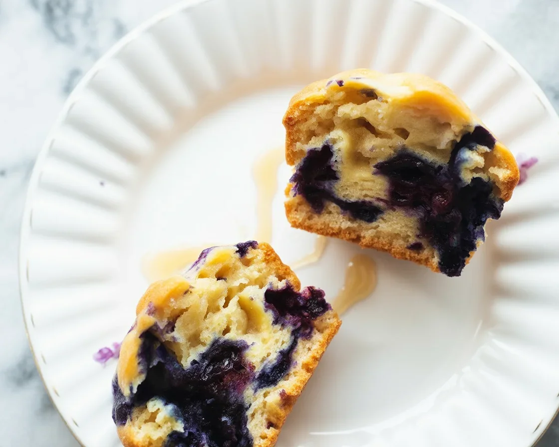 Delicious healthy blueberry muffins made with whole wheat flour and Greek yogurt
