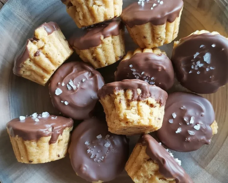 Healthy Twix Cups with crunchy shortbread, nut butter caramel, and chocolate topping.