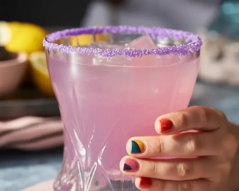 Vibrant Homemade Unicorn Lemonade with colorful layers and edible glitter
