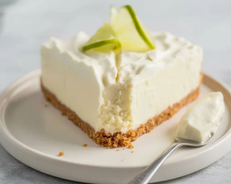Keto Key Lime Pie served with a fresh slice of lime and whipped cream on top.