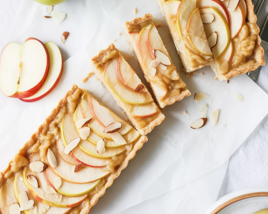 Delicious vegan apple tart with flaky crust and sweet apple filling