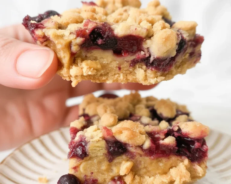 Vegan Berry Crumble Bars with fresh berries and oatmeal crumble topping