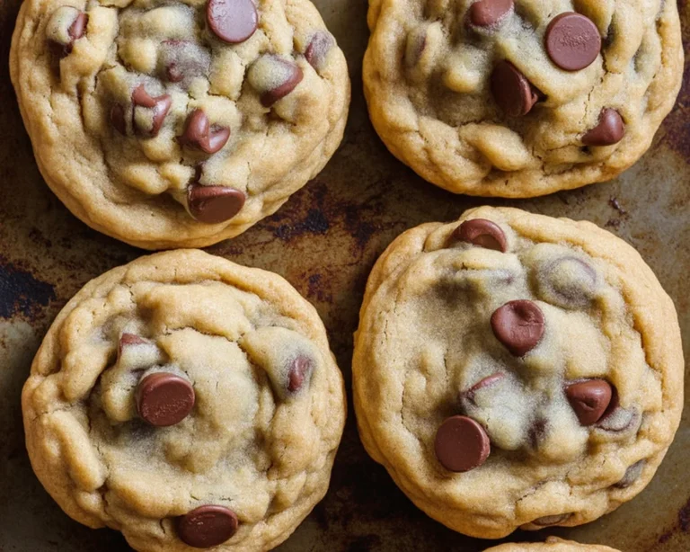 Delicious vegan chocolate chip cookies with a soft center and crispy edges.