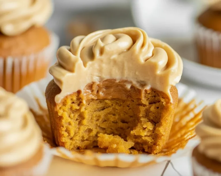 Moist Vegan Pumpkin Chai Cupcakes with fluffy chai frosting