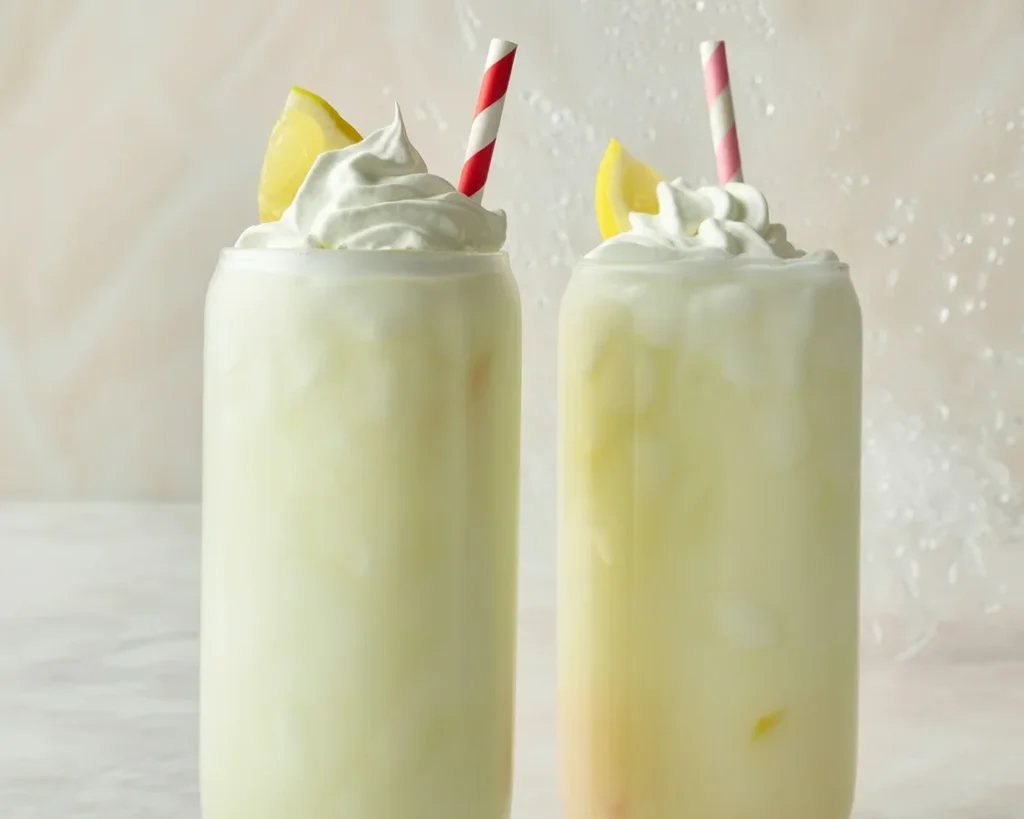 Delicious whipped lemonade without alcohol, creamy and refreshing summer drink.