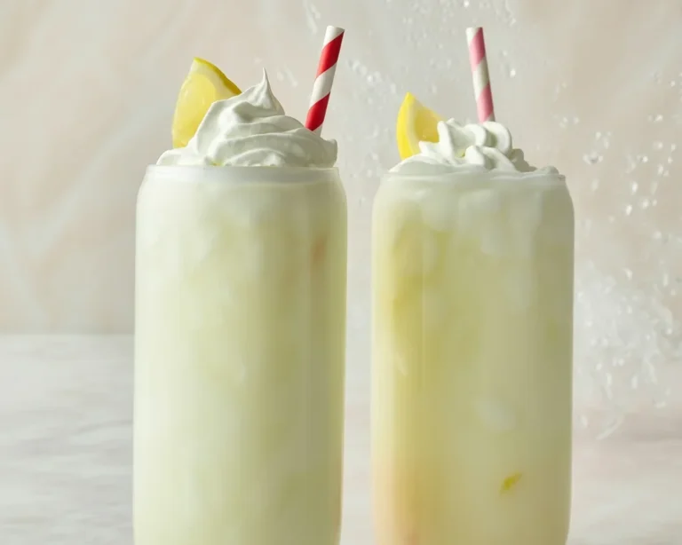 Delicious whipped lemonade without alcohol, creamy and refreshing summer drink.