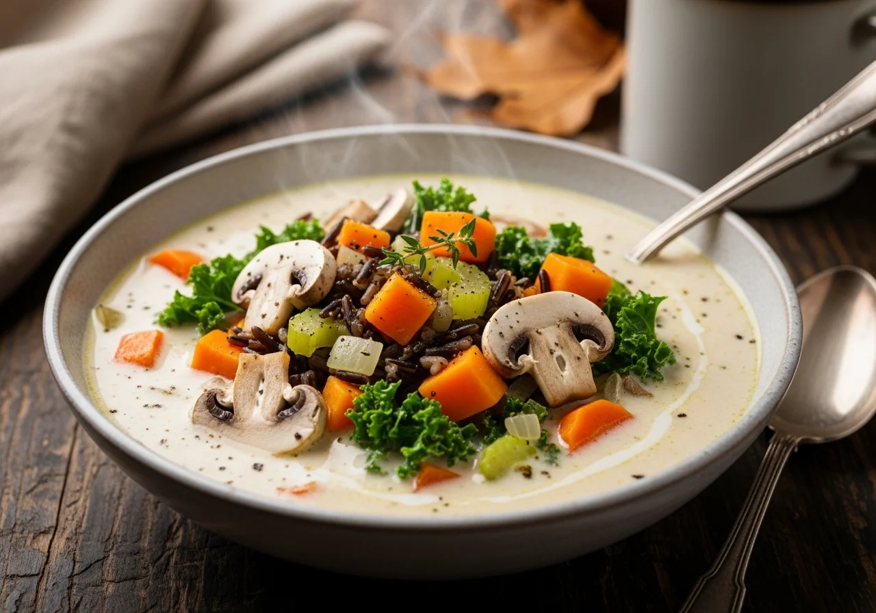 COZY AUTUMN WILD RICE SOUP