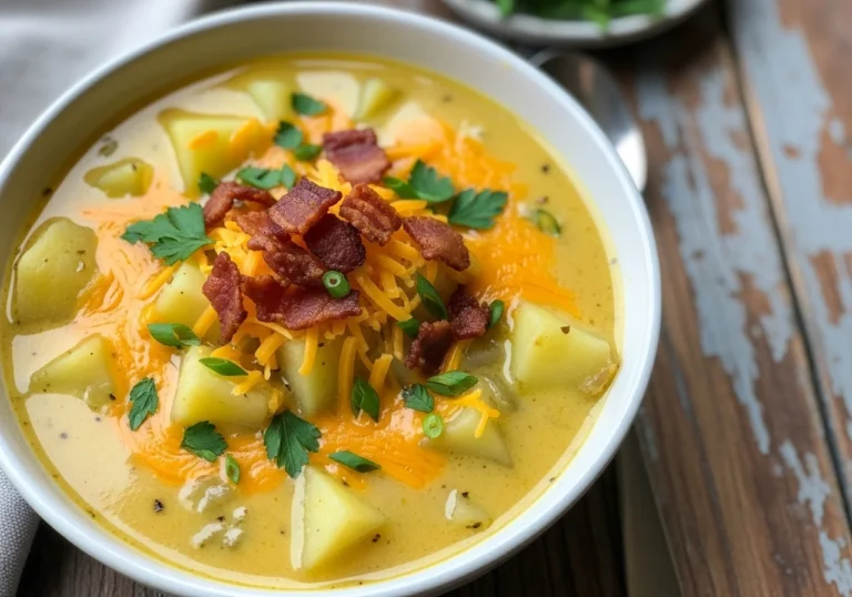 Heanty Cheddar Garlic Herb Potato Soup