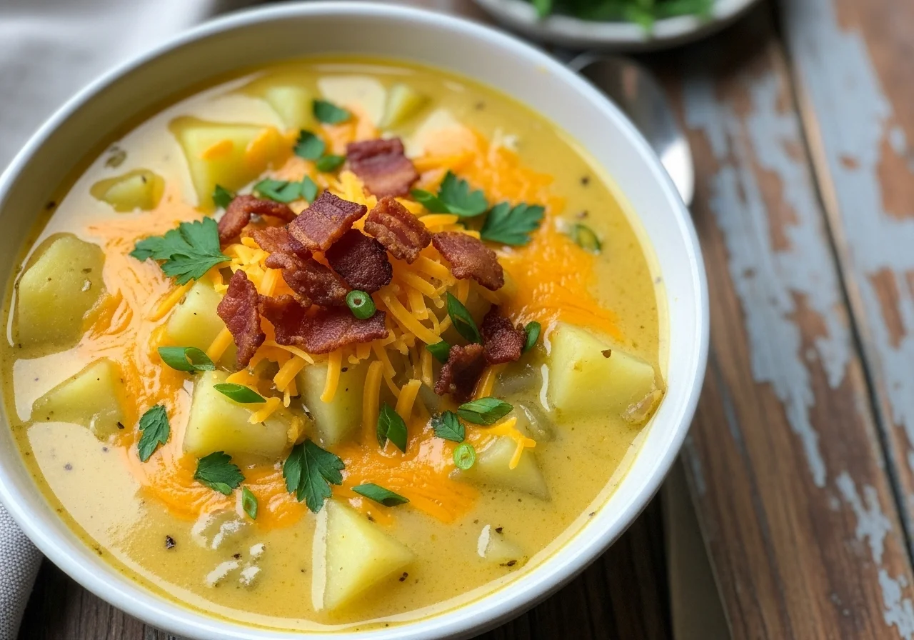 Heanty Cheddar Garlic Herb Potato Soup