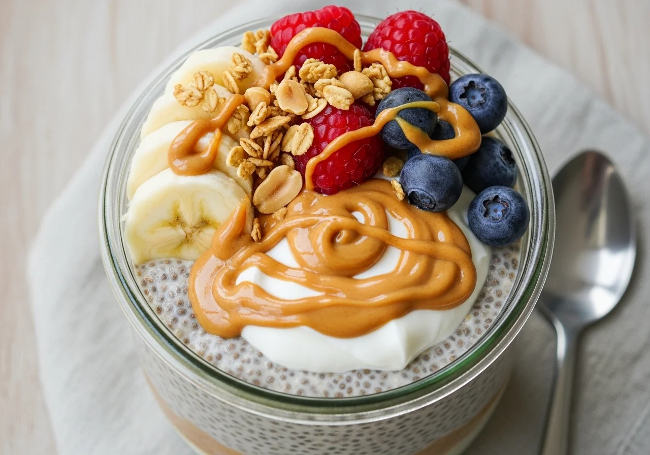 peanut butter greek yogurt chia pudding