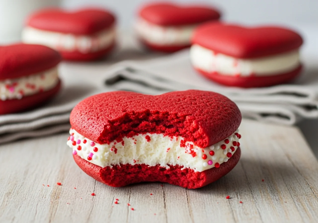 Heart-Shaped Red Velvet Whoopie Pies