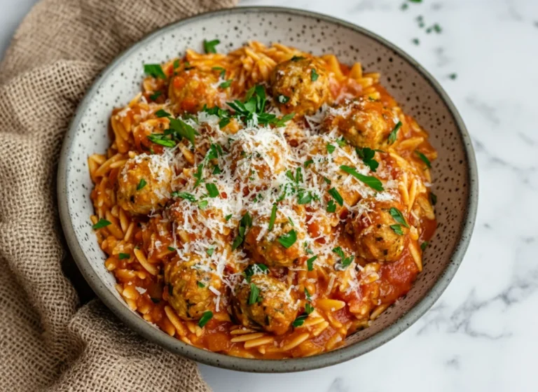 Chicken Meatballs with Orzo