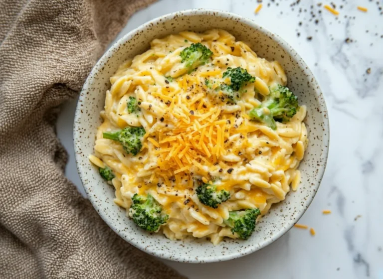Creamy Broccoli Cheddar Orzo