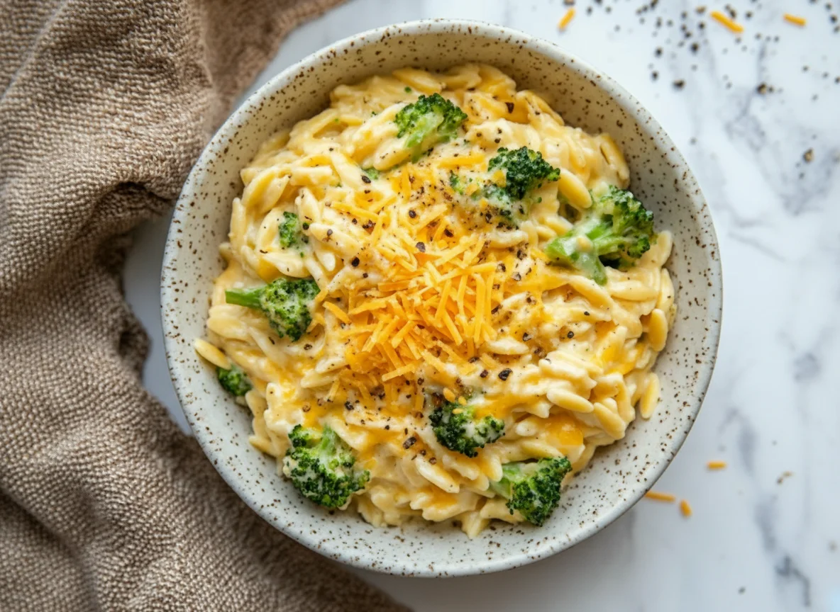 Creamy Broccoli Cheddar Orzo