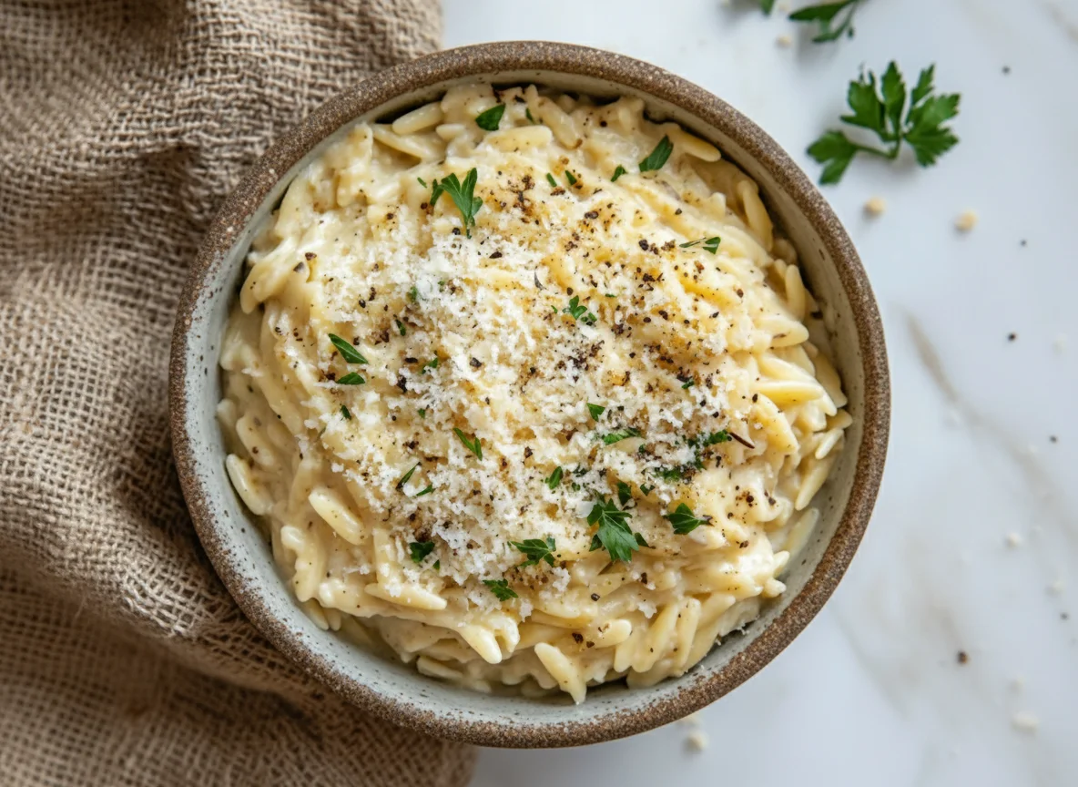 Creamy Garlic Parmesan Orzo
