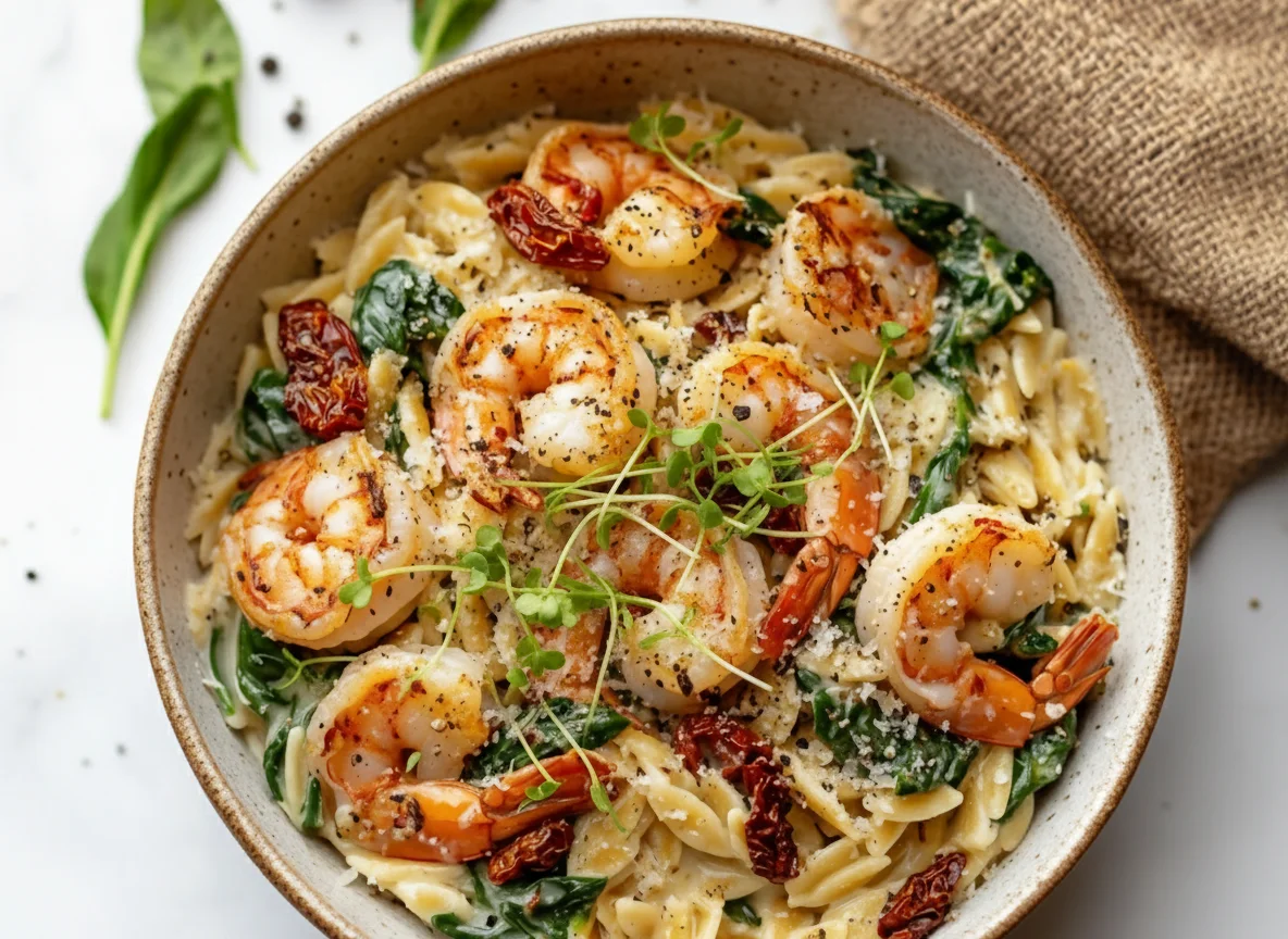 Creamy Tuscan Shrimp Orzo