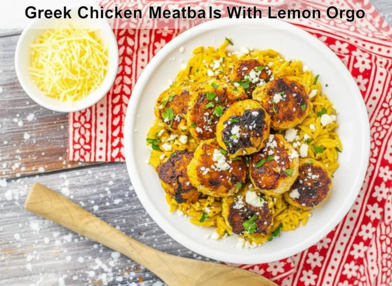 Greek Chicken Meatballs With Lemon Orzo