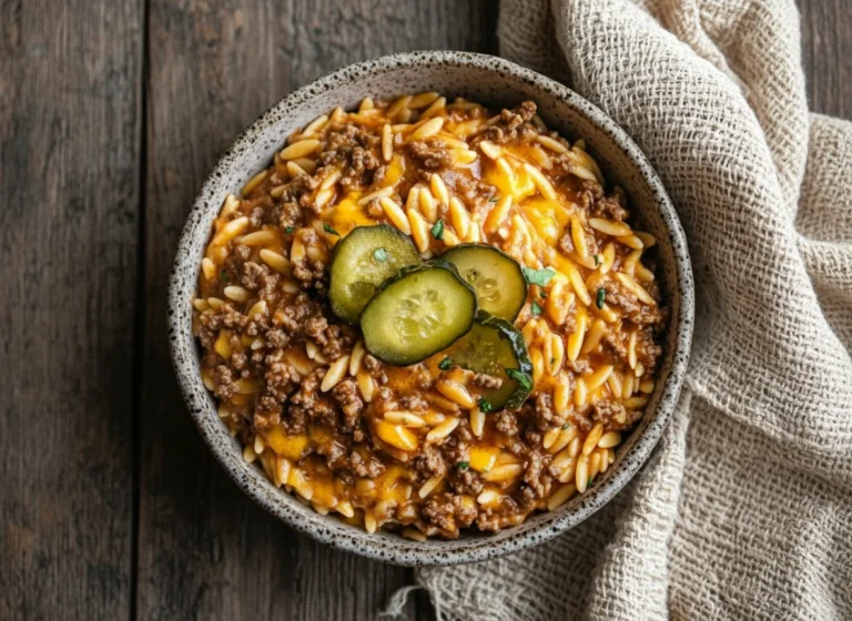 One-Pot Cheeseburger Orzo Skillet