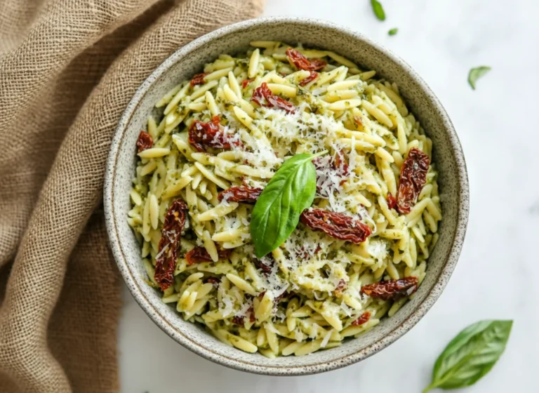 Pesto Orzo Salad with Sun-Dried Tomatoes