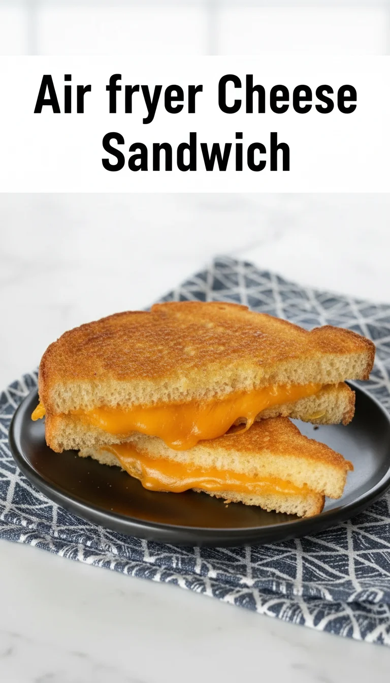 Vertical Pinterest pin with the text 'Air fryer Cheese Sandwich' at the top and a professional photograph of Air fryer Cheese Sandwich below it.