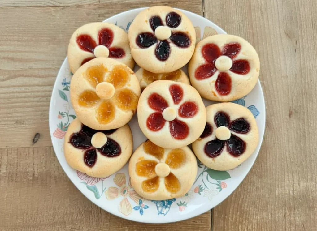 Flower Jam Thumbprint Cookies