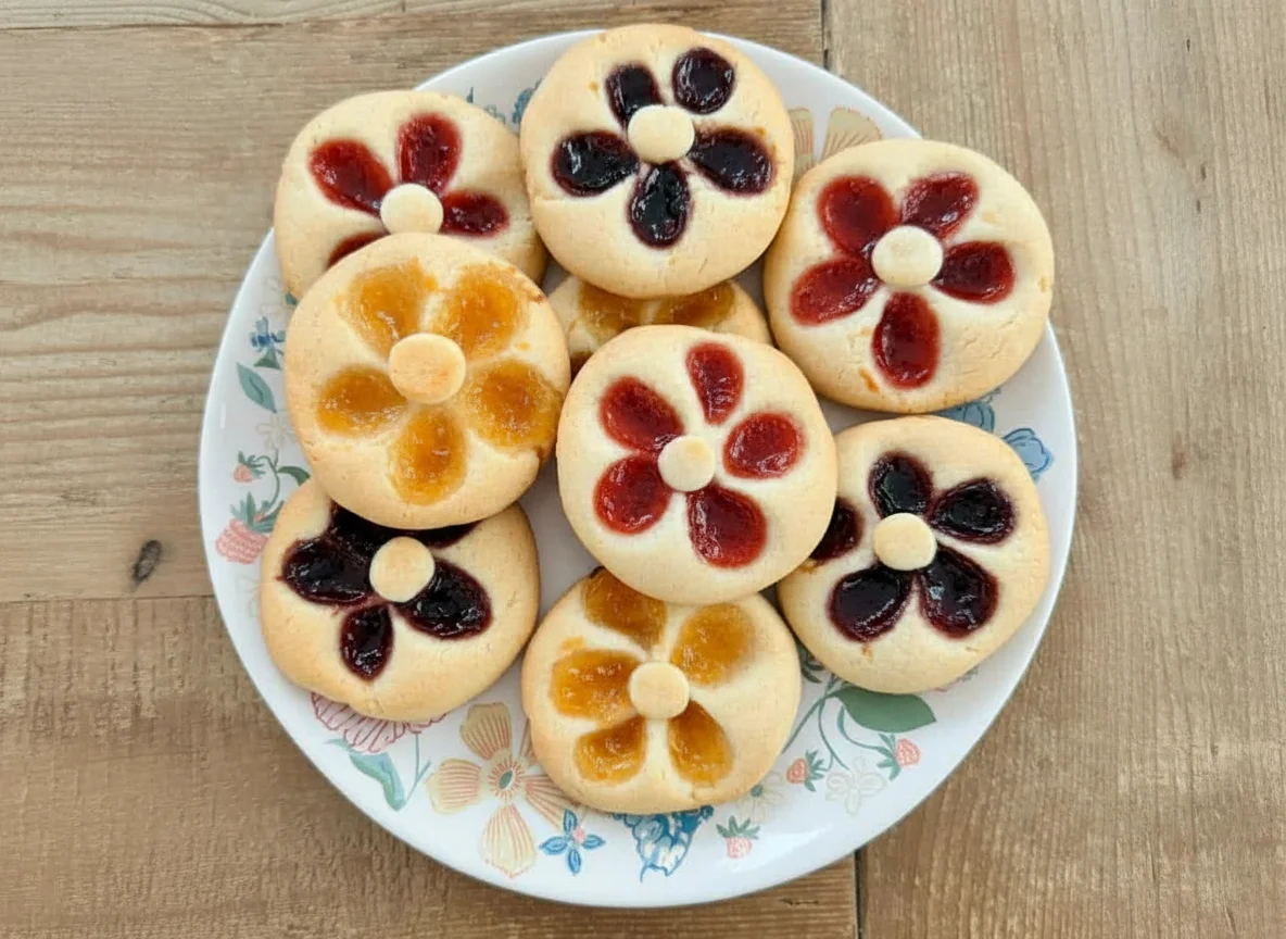 Flower Jam Thumbprint Cookies