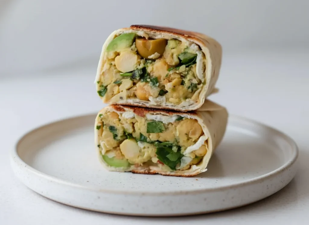 vegan chickpea avocado wrap