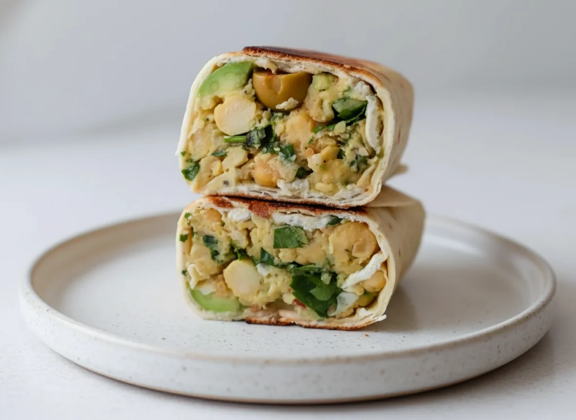 vegan chickpea avocado wrap
