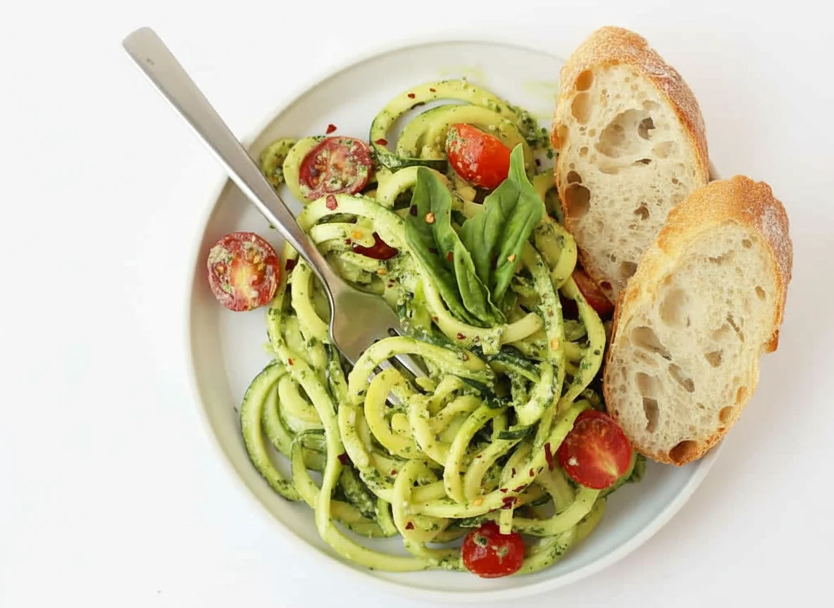 vegetarian zucchini noodle pesto